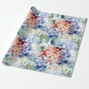 Papel De Presente Flores de Hipodrangia Mistura de Cores de Água