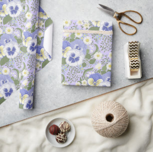Papel De Presente Flores de Jardim de Primavera sobre lavanda
