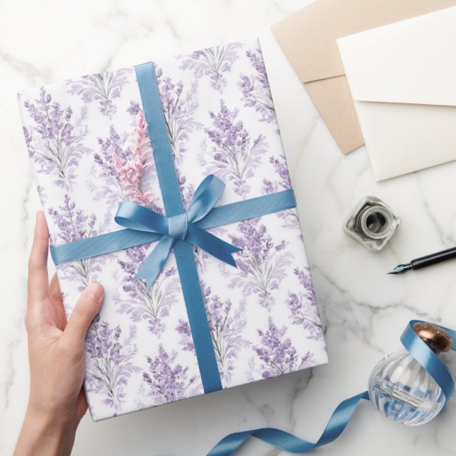 Papel De Presente Flores de Lavanda Aniversário (Presentear)