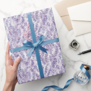 Papel De Presente Flores de Lavanda Bonitas Aniversário