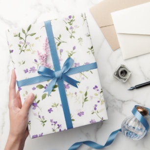 Papel De Presente Flores de Lavanda Bonitas de Aniversário