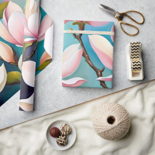 Papel De Presente Flores de magnólia rosadas
