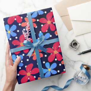 Papel De Presente Flores De Margarida Nas Bolinhas