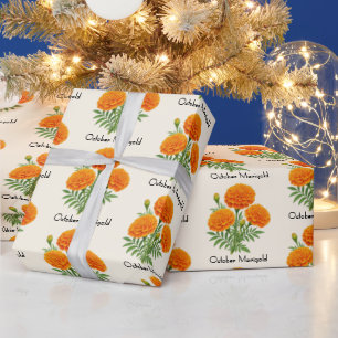 Papel De Presente Flores de Marigold de Outubro
