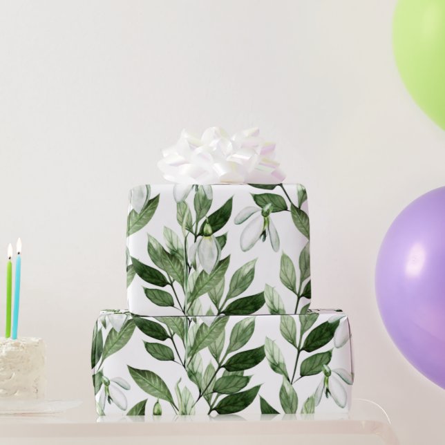 Papel De Presente Flores de Mola de Aquarela (Presentes para festas)