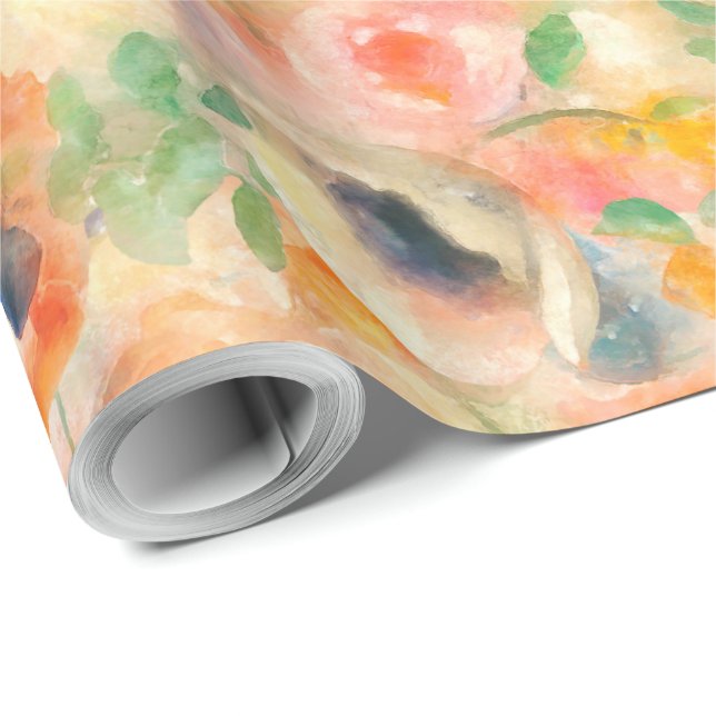 Papel De Presente Flores de Mola Laranja (Ponta do rolo)