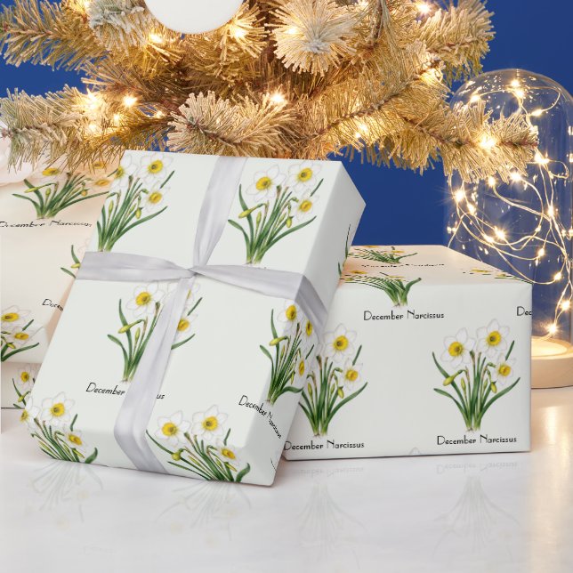 Papel De Presente Flores de Narciso de Dezembro (Feriados)