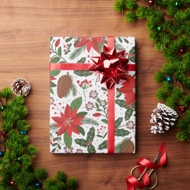 Papel De Presente Flores de Natal (Presente de Natal)