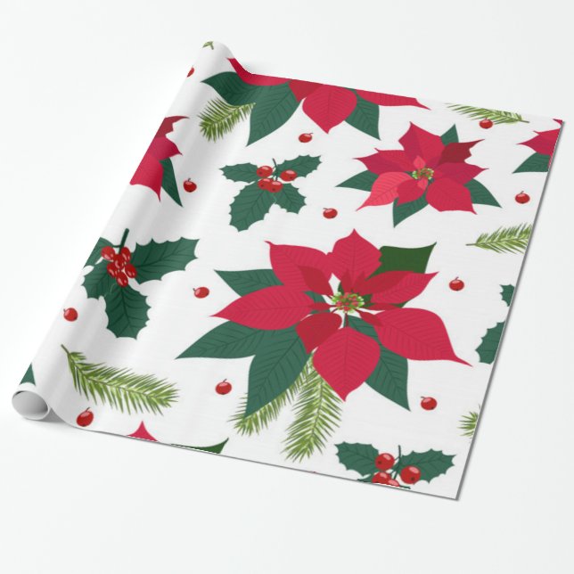 Papel De Presente Flores de Natal (Desenrolado)