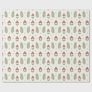 Papel De Presente Flores de Natal Minimalistas Escandinavas Sem Cost