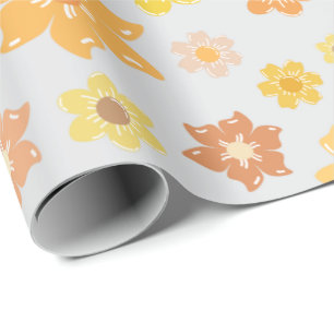 Papel De Presente Flores de Ouro de outono de Cozy Cinzas leves sem