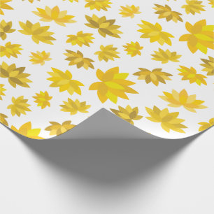 Papel De Presente Flores de Ouro de outono Design Caiam Branco sem c