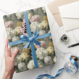 Papel De Presente Flores de Pastel Elegantes Barrocas