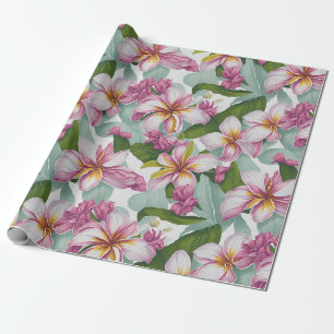 Papel De Presente Flores De Plumeria De Padrão Floral