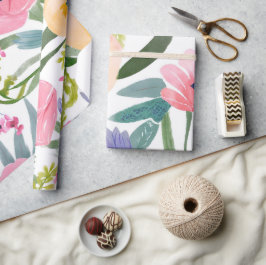 Papel De Presente Flores de Primavera | Aquarela Floral Pastel
