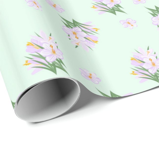 Papel De Presente Flores de primavera crocos (Ponta do rolo)