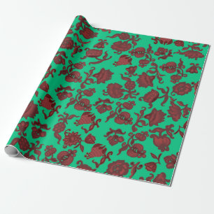 Papel De Presente Flores de Promoção Boho Floral Chic Boêmio Verde