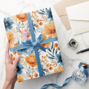 Papel De Presente Flores de Queda Bonito de Aquarela