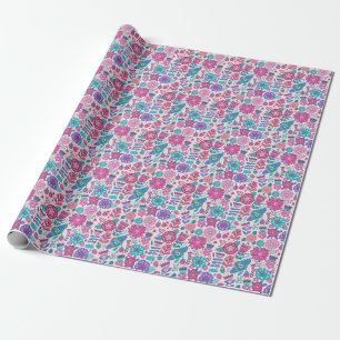 Papel De Presente Flores de rabisco botânico, textura perfeita e vin