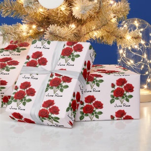 Papel De Presente Flores de Rosa de Junho