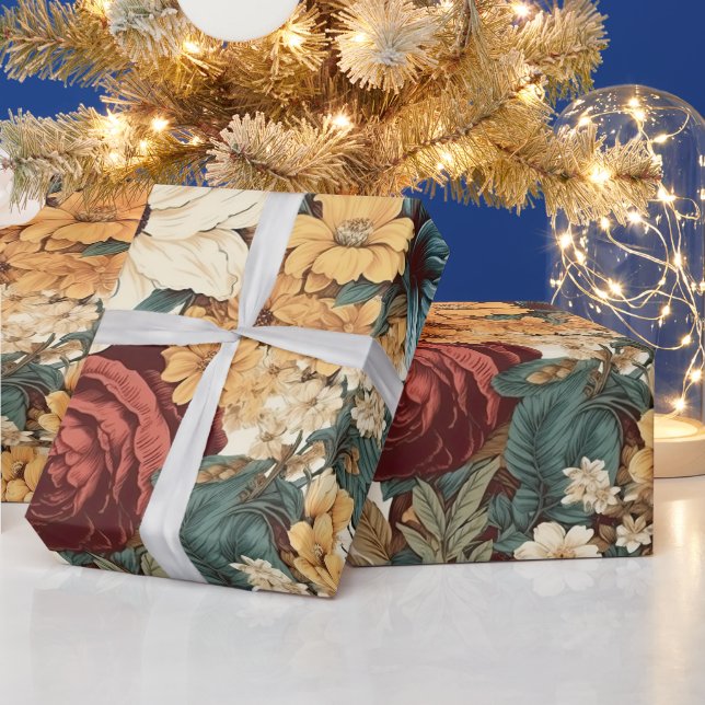 Papel De Presente Flores de Rosa, Tulipas, Lírios e Visitas (Feriados)