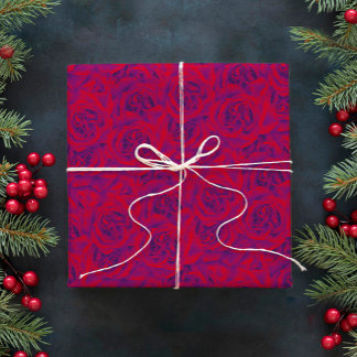 Papel De Presente Flores de Rosa vibrantes Vermelho Roxo Floral