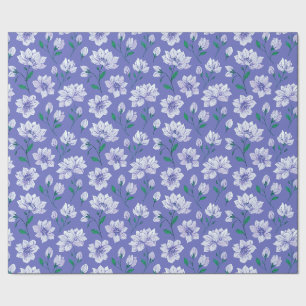 Papel De Presente Flores de Tinta na Lavanda