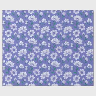Papel De Presente Flores de Tinta na Lavanda