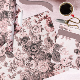 Papel De Presente Flores de Tornozelos Florais Vintage com Rosa Blus