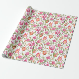 Papel De Presente Flores De Tulipas De Padrão Floral