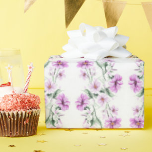 Papel De Presente Flores de Tumbing Rosa e Roxo