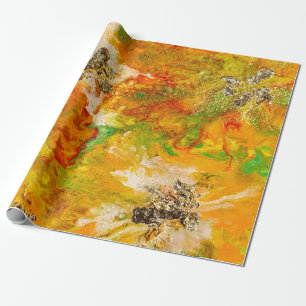 Papel De Presente Flores de Verão abstrato Laranja Dourado Amarelo