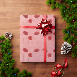 Papel De Presente Flores de vermelhos com aquarela Floral em padrão