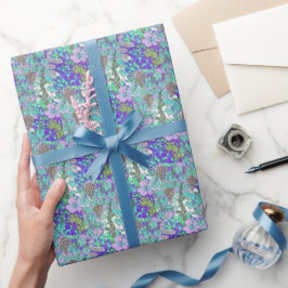 Papel De Presente Flores de vinha padrão floral elegante