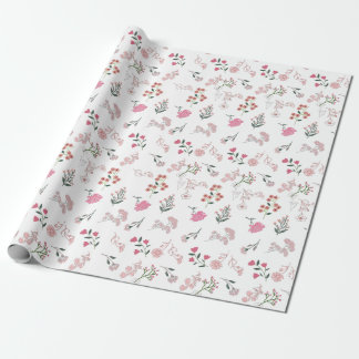 Papel De Presente Flores Delicadas Associadas no Impressão de Padrão