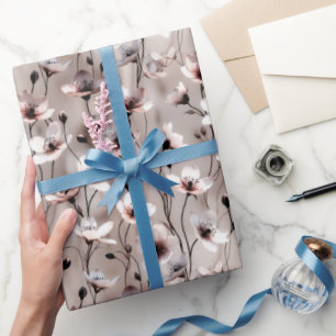 Papel De Presente Flores Delicadas & Videiras Fluídas — Sofisticação
