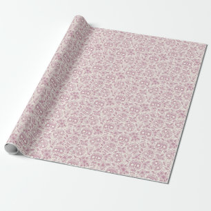 Papel De Presente Flores do crânio: Dia Mexicano Sem Costura.