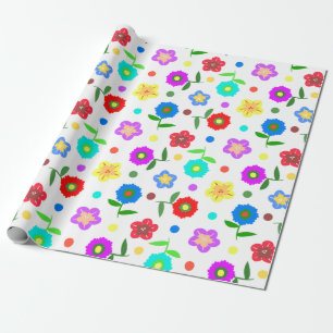 Papel De Presente Flores e Bolinhas