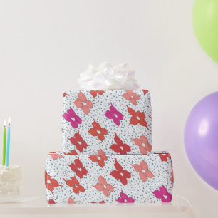 Papel De Presente Flores e Bolinhas de Celebração