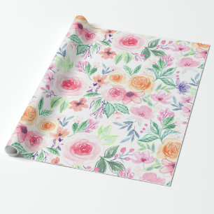 Papel De Presente Flores e folhas aquícolas