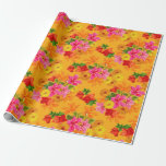 Papel De Presente Flores Elegantes em Laranja<br><div class="desc">Papel floral de embalagem de cor laranja para chás de panela,  casamentos,  aniversários ou qualquer ocasião especial.</div>