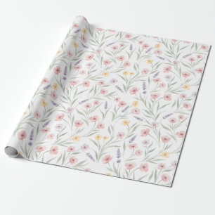 Papel De Presente Flores em Estilo de Aquarela Pálida Rosa Roxo Amar