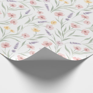 Papel De Presente Flores em Estilo de Aquarela Pálida Rosa Roxo Amar