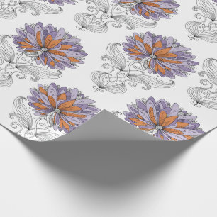 Papel De Presente Flores em Estilo de Arte Abstrata com Rabiscos Rox