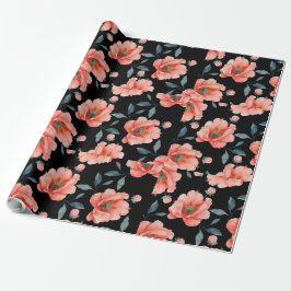 Papel De Presente Flores em papel de enrolamento preto
