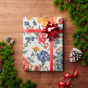 Papel De Presente Flores em toda parte, design colorido,