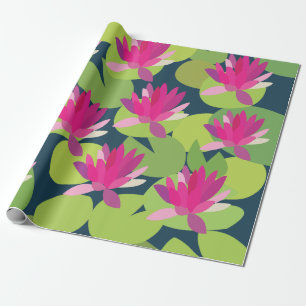 Papel De Presente Flores Florais Rosa de Lótus Folha de Vitória-régi