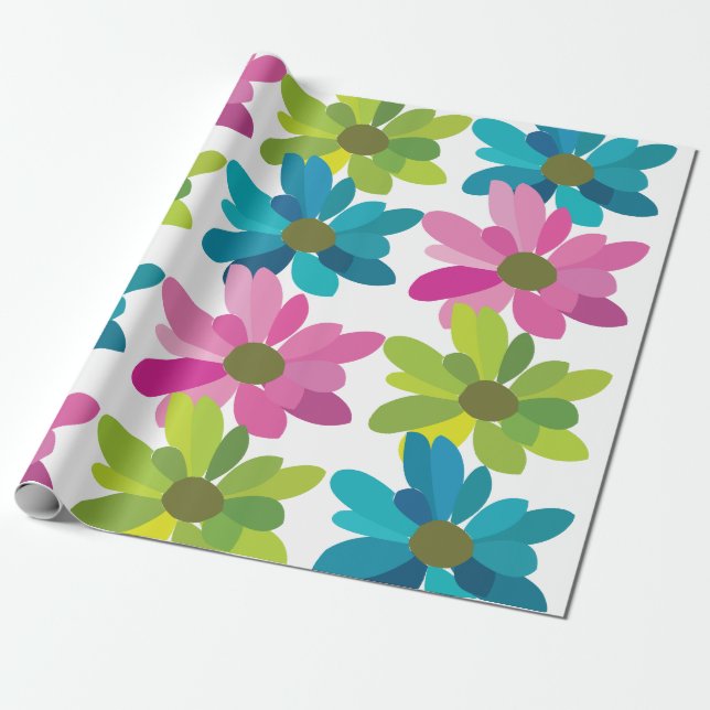 Papel De Presente Flores Flores Coloridas (Desenrolado)