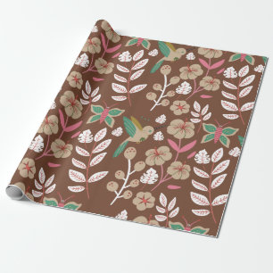 Papel De Presente Flores, flores, folhas, borboletas, sem costura,