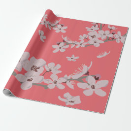 Papel De Presente Flores Flutuantes De Cereja